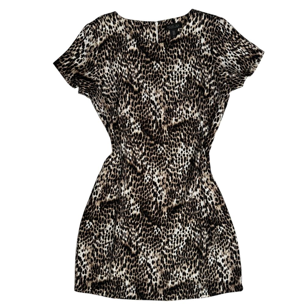 Rachel Zoe Leopard Print Dress Size 8 Short Mob Wife Mini Back‎ Zip Shift Brown